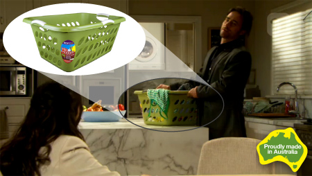 SPOTTED! Hip Hugger laundry basket trusted by Neighbours