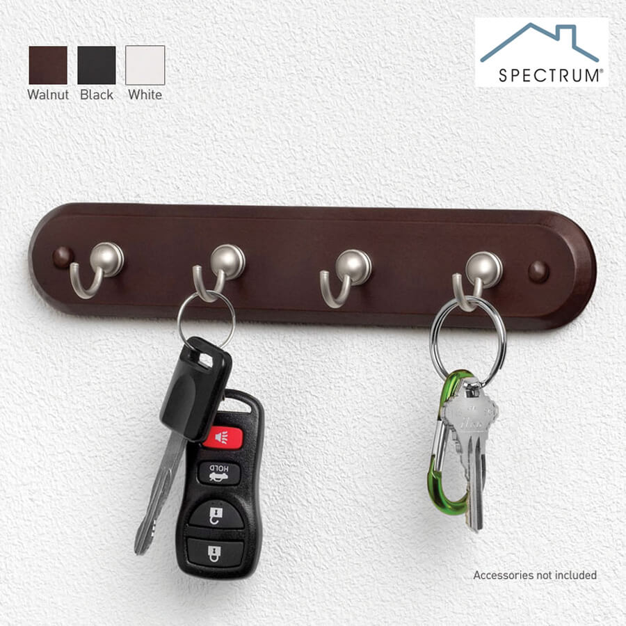 Spectrum Four-Hook Key Rack walnut